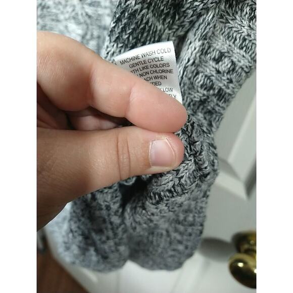 Jason Maxwell Woman M Sweater Grey White Heathered Cable Knit Long Sleeve Curved - Picture 8 of 12